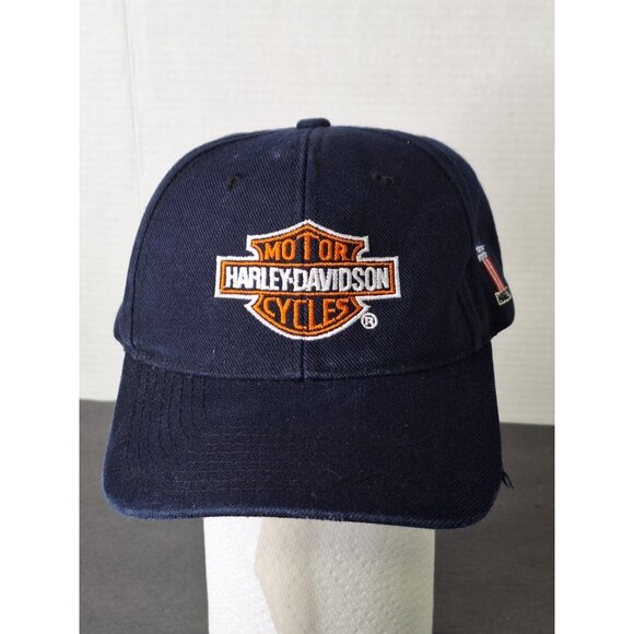 Harley-Davidson Other - Harley-Davidson Hat Cap Strap Back Blue Embroidered Bar & Shield Biker Mens